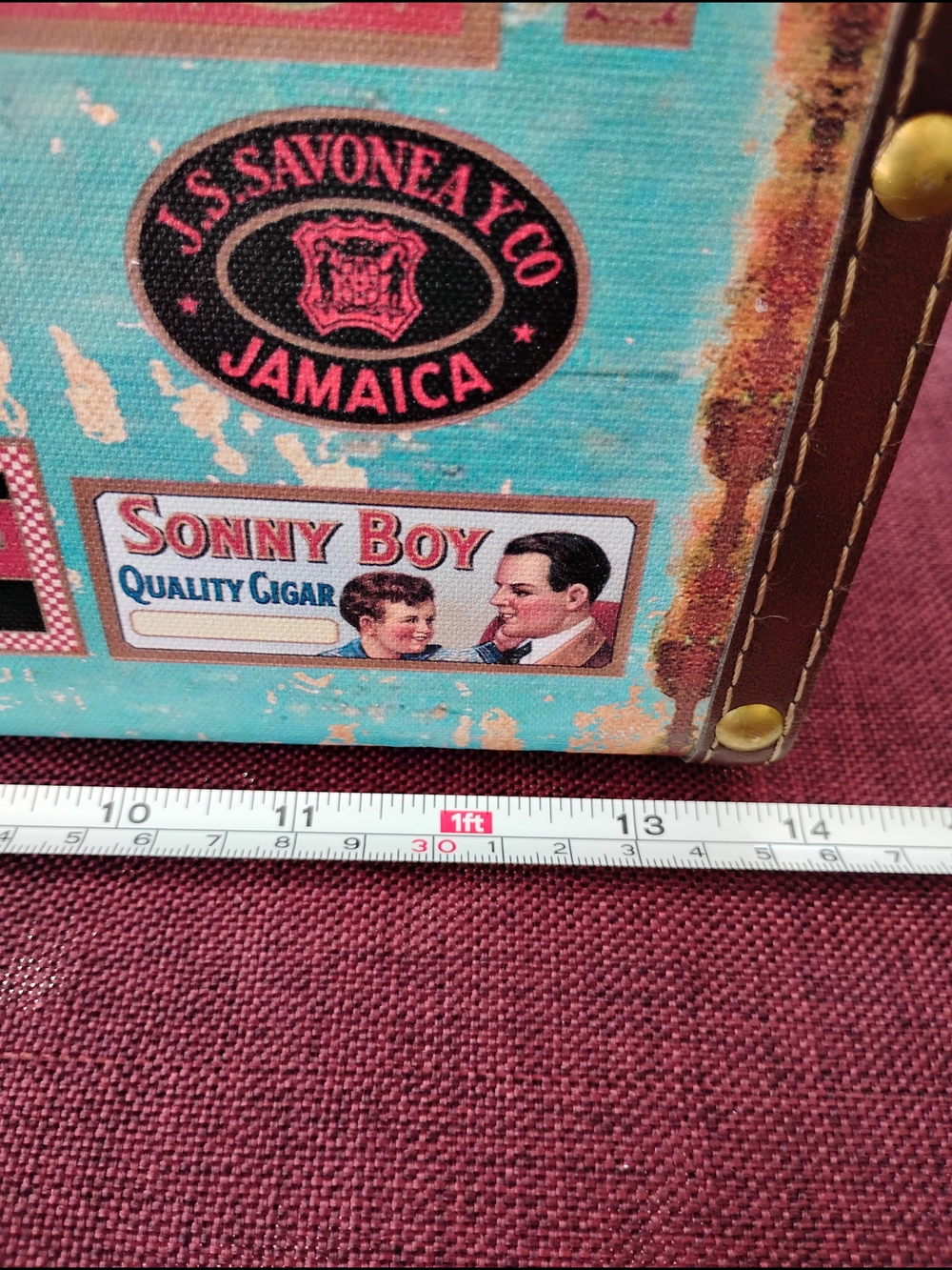 Vintage Look Suitcase with Travel Stickers Rustic Decor - Picture 5 of 13
